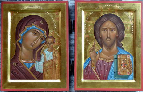 Казанская Икона Богоматери и Спаситель (Венчальные иконы)